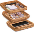Square Rattan Storage Serving Trays Set