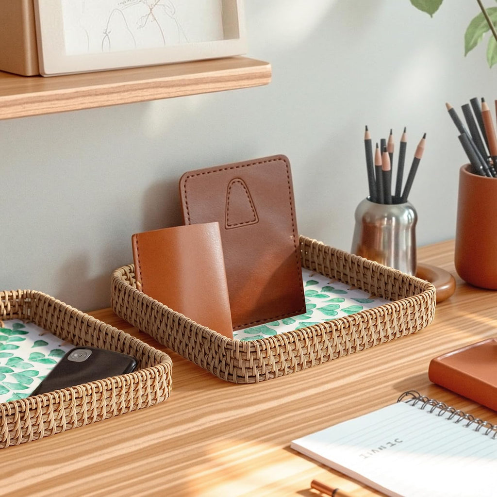 Inlaid Rattan Decor Serving Trays