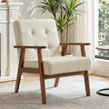 Tufted Linen Wood Leg Chair