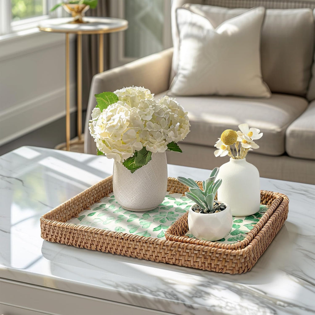 Inlaid Rattan Decor Serving Trays