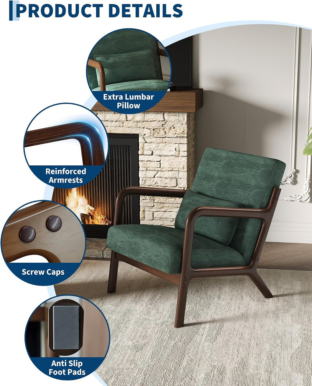 Chenille Wood Frame Chair Duo