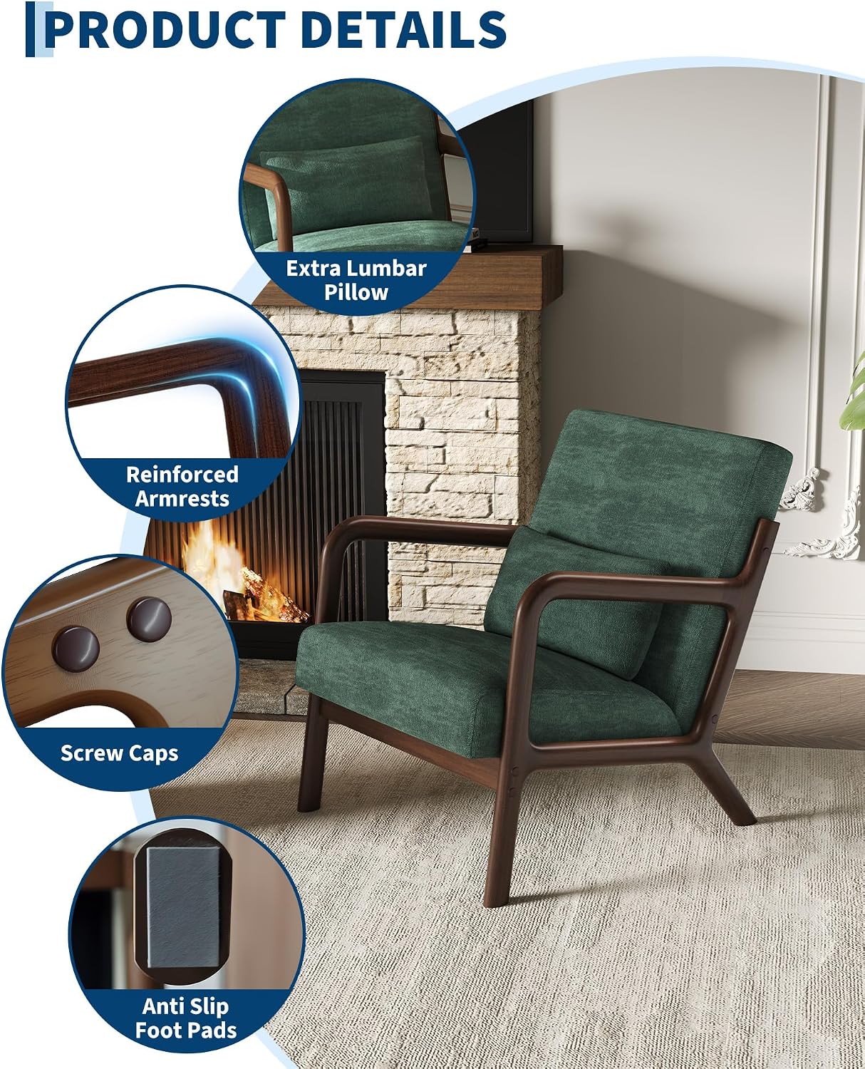 Chenille Wood Frame Chair Duo