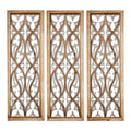 Geometric Carved Wooden Wall Panels Trio