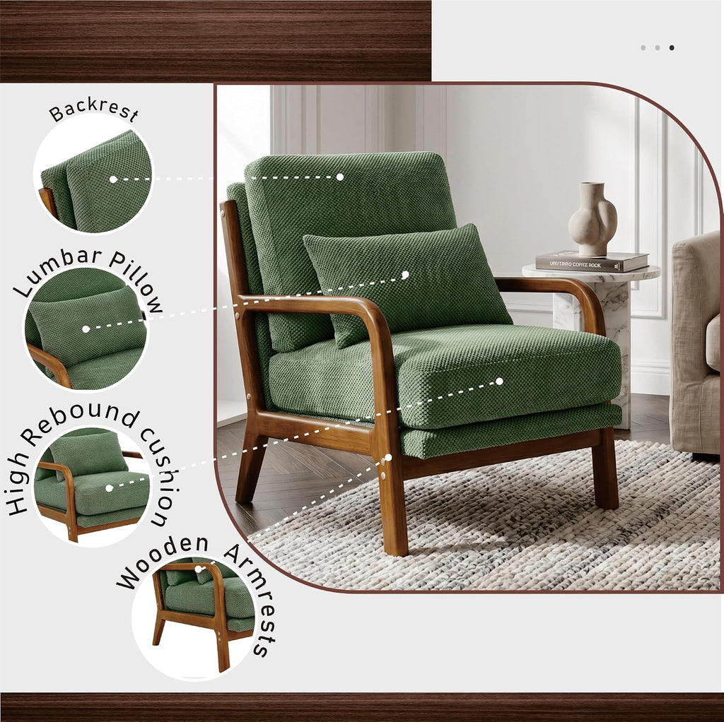 Foam Cushion Wood Armrest Chair