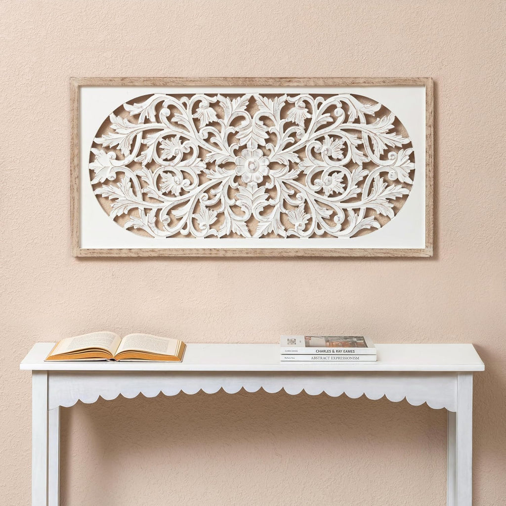 Carved Floral Wooden Wall Art Panels