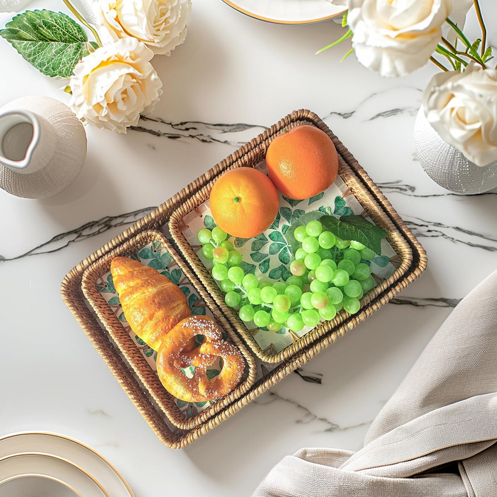 Inlaid Rattan Decor Serving Trays
