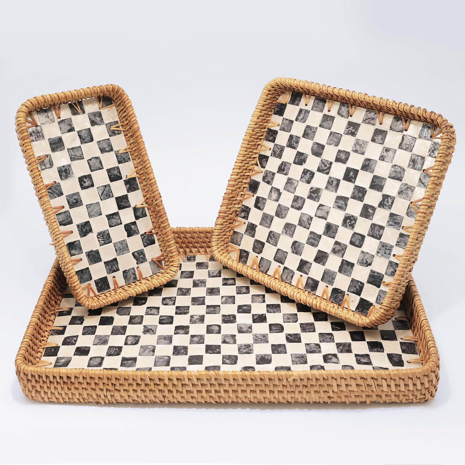 Inlaid Rattan Decor Serving Trays