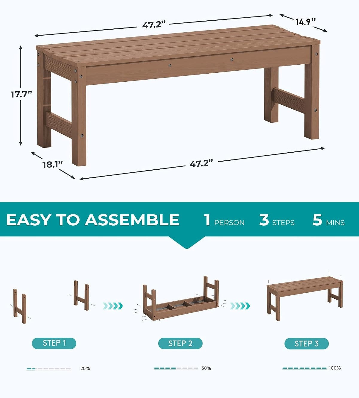HDPE Grain All Weather Outdoor Bench